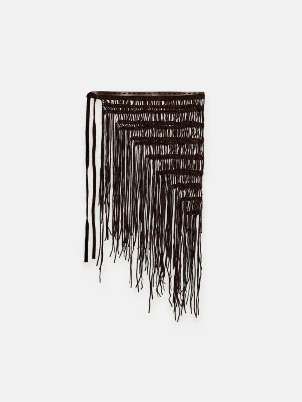 Zara 100% Leather Fringed Crochet Belt